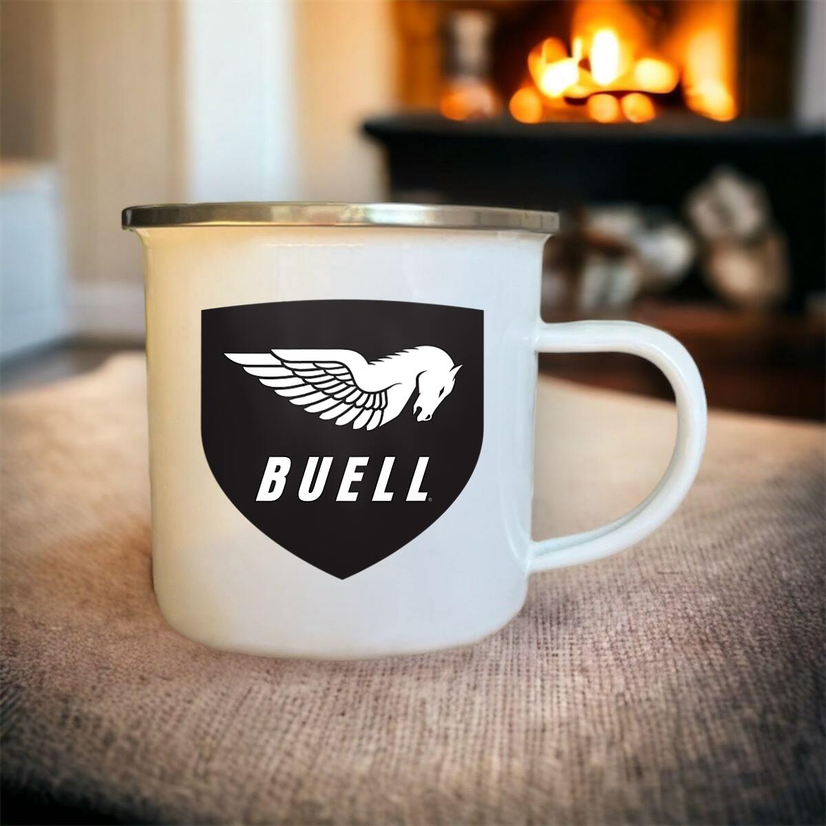 Mug blanc acier émaillé Bell Motorcycles