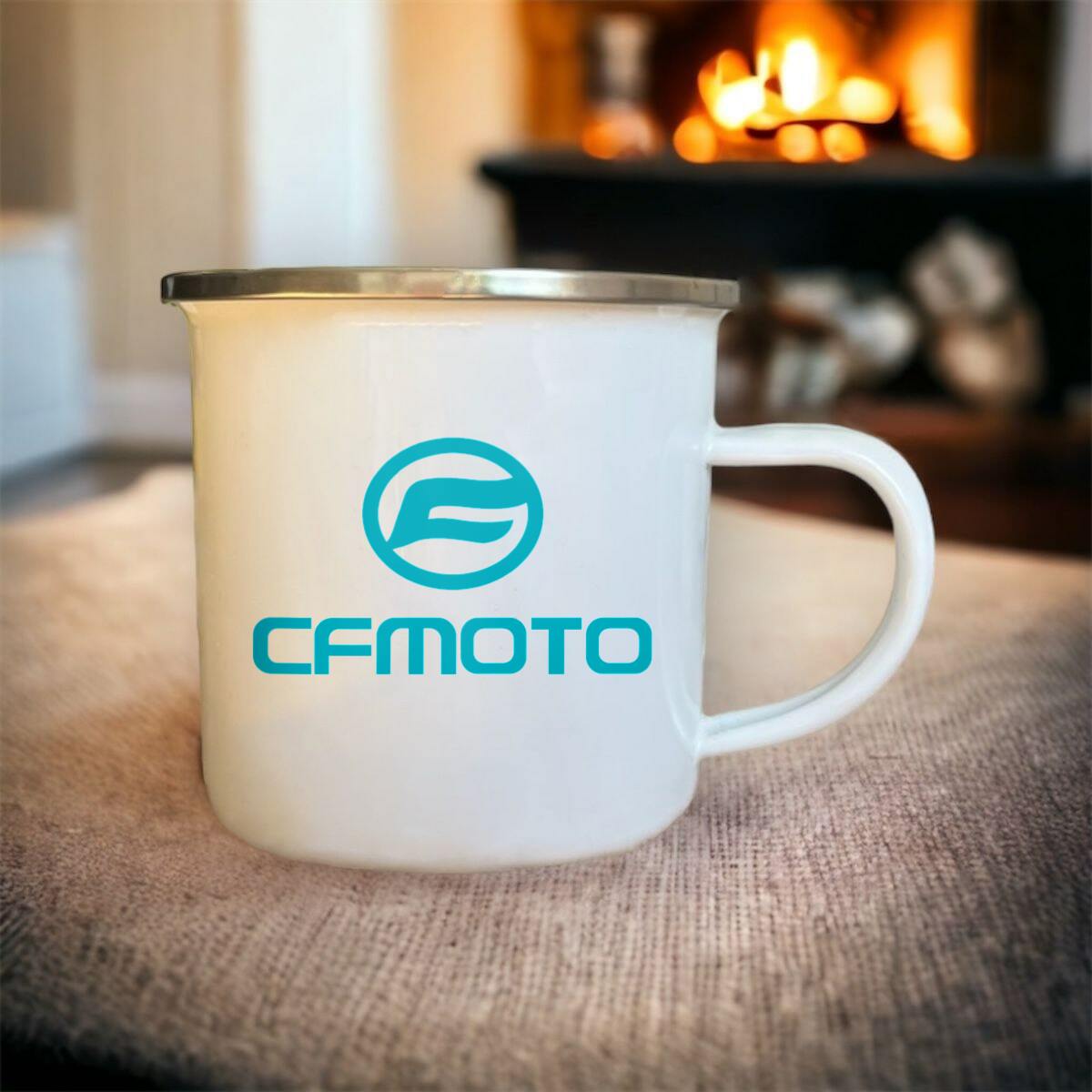 Mug blanc acier émaillé CF Moto