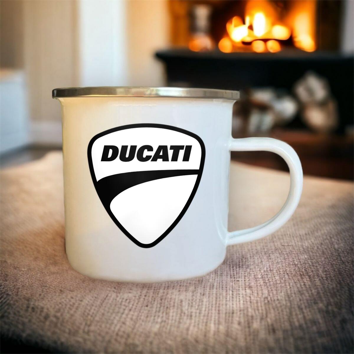 Mug blanc acier émaillé Ducati