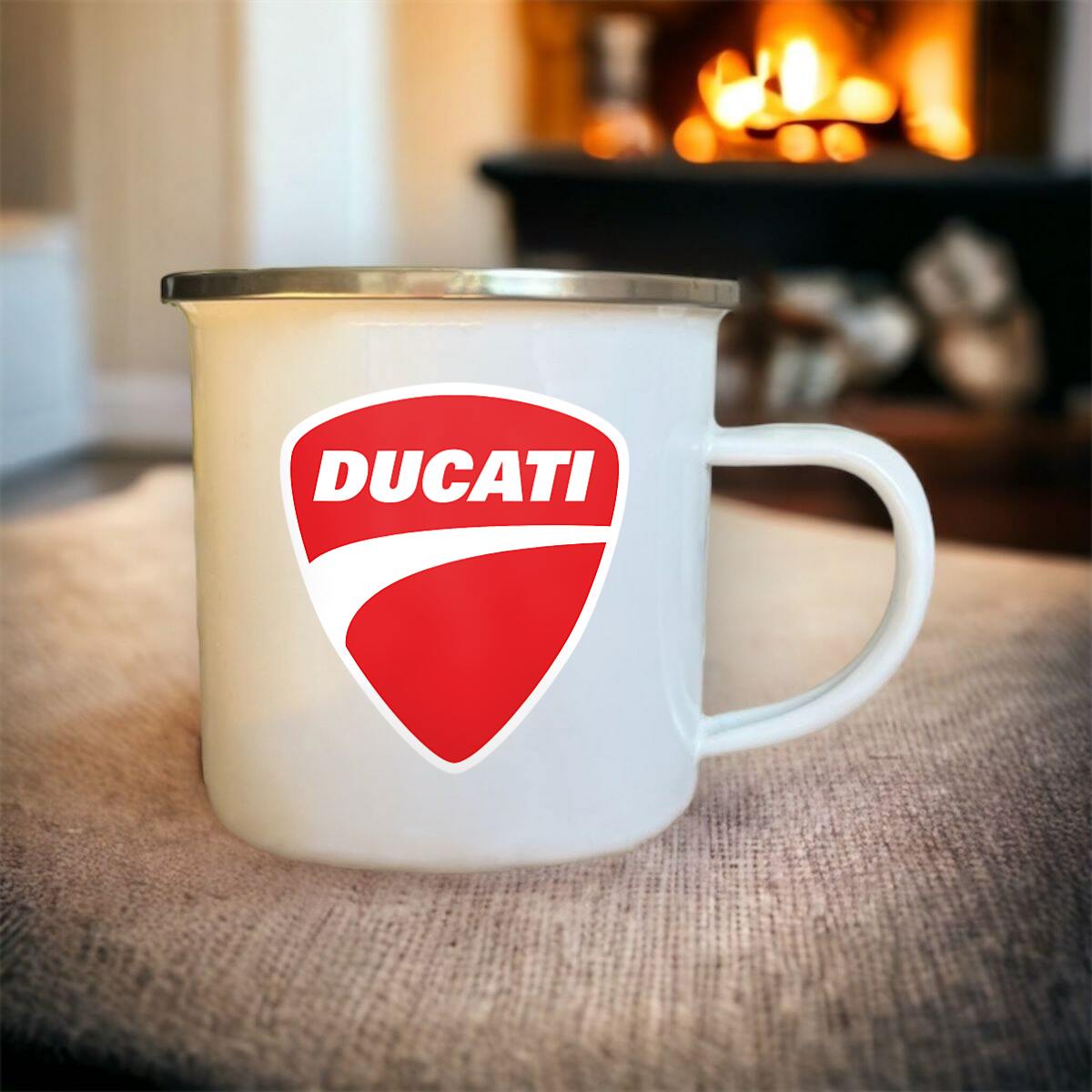 Mug blanc acier émaillé Ducati