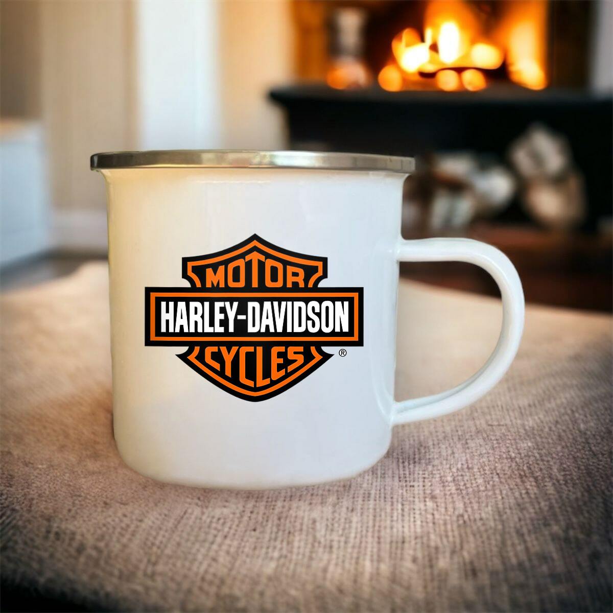 Mug blanc acier émaillé Harley-Davidson