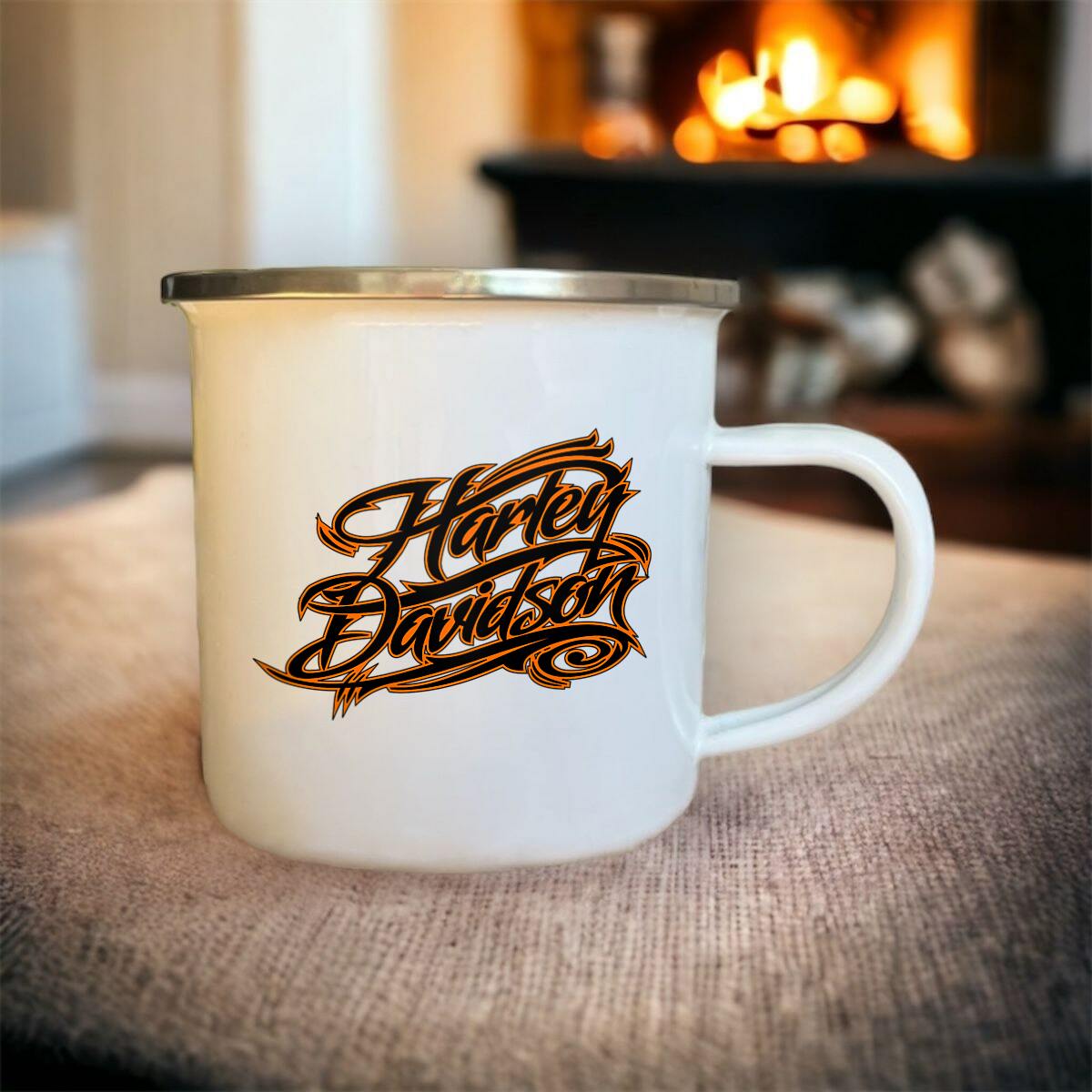 Mug blanc acier émaillé Harley-Davidson