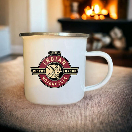 Mug blanc acier émaillé Indian Motorcycle