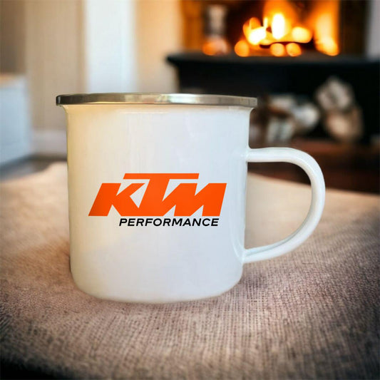 Mug blanc acier émaillé KTM