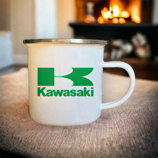 Mug blanc acier émaillé Kawasaki