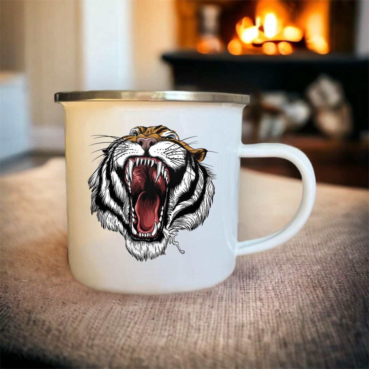 Mug émaillé lion