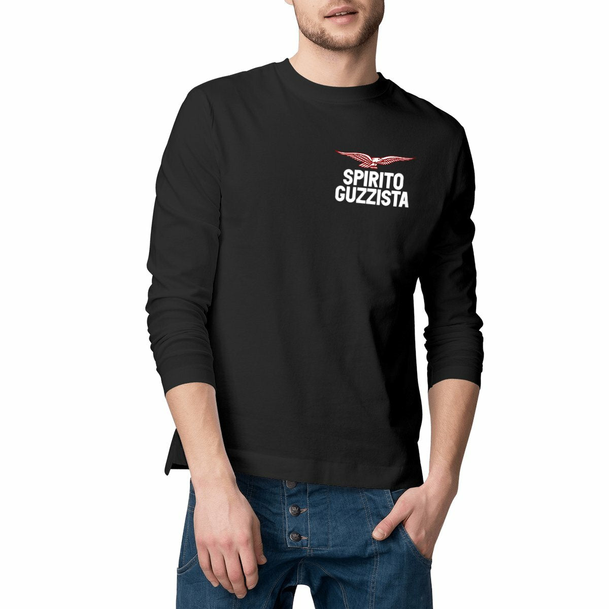T-shirt noir manches longues Spirito Guzzista